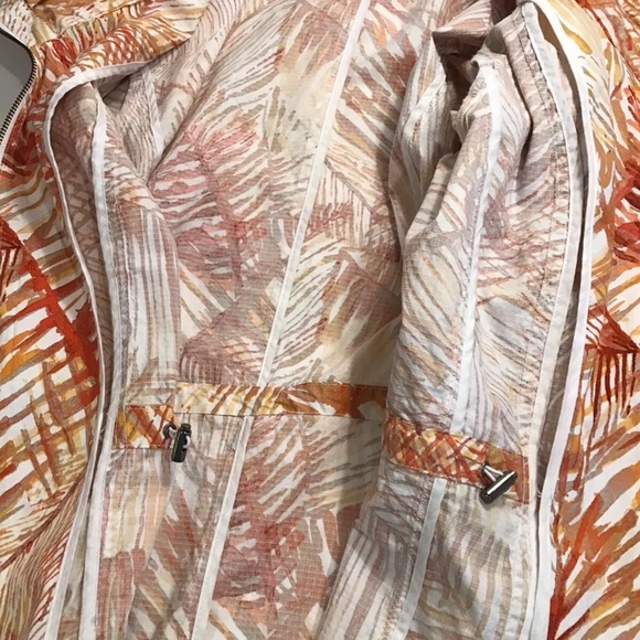 Chico’s 3 Lightweight Orange Tropical Zip Jacket Women’s XL Long Sleeve Cotton - Picture 5 of 8